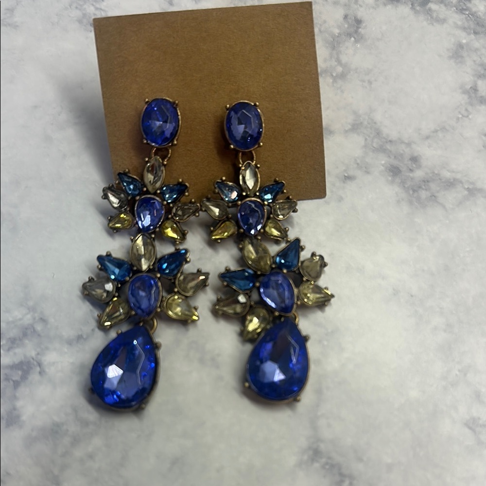 Elegant Blue and Gold Drop Earrings